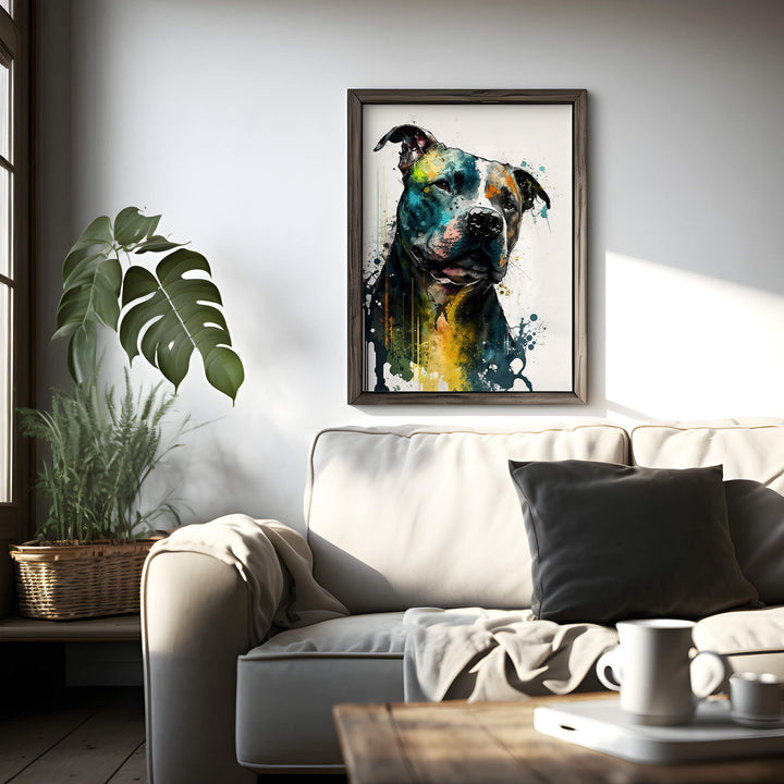 american staffordshire terrier watercolor art