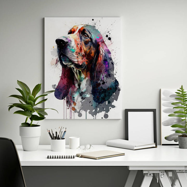 basset hound watercolor art mockup